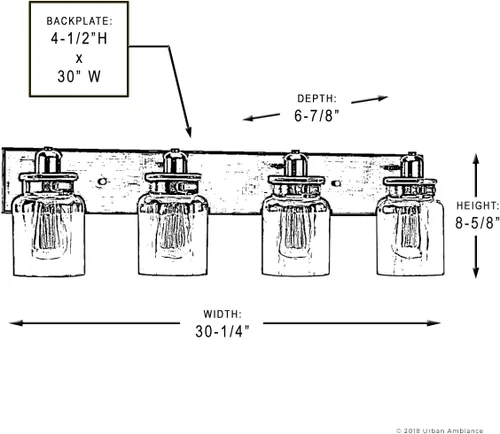 Miniatura 5 de Urban Ambiance Lámpara de tocador de baño moderna de lujo, tamaño grande: 8.625 pulgadas de alto x 30.25 pulgadas de ancho, con elementos