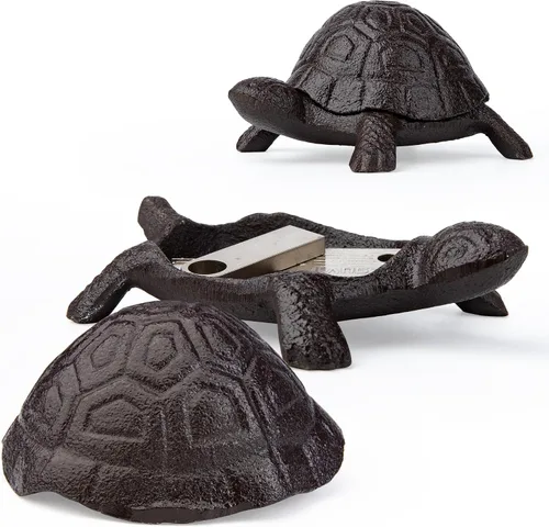 BarGifts Oculta una llave fuera de la falsa llave de roca oculta aspecto de tortuga para jardín o patio, caja de almacenamiento secreta para llaves