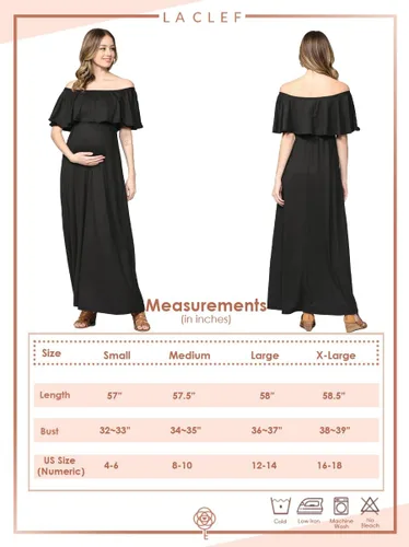 Miniatura 8 de Vestido de maternidad con hombros descubiertos, vestido largo para mujeres embarazadas, para fiestas de recién nacidos, o sesiones de fotos