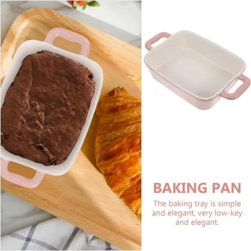 Miniatura 4 de Cabilock Bandeja de cerámica para horno de microondas, bandeja de porcelana de 8.26 x 4.72 x 1.88 pulgadas para hornear, lasaña, brownies, asar