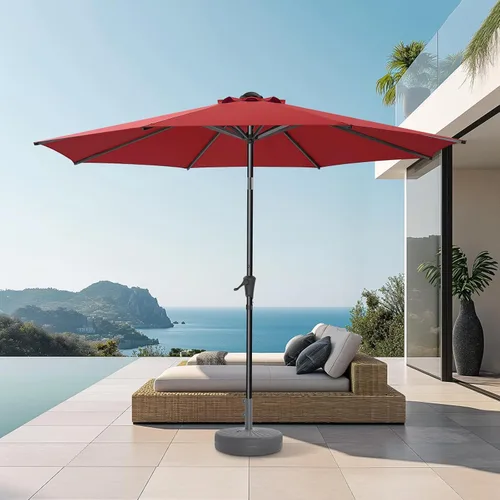 Miniatura 24 de HOMSHADE Sombrilla de patio al aire libre de 9 pies, sombrilla para mesa de mercado, piscina, terraza, protección UV UPF50+ con botón de Rojo