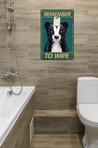 Miniatura 3 de Skunk Bathroom Wall Decor Signs Metal Aluminum Sign Remember to Wipe Bathroom Decor Weird Stuff 12x8 Inches Decor Funny Poster Funny Bathroom 8294