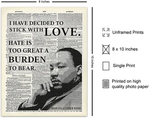 Miniatura 2 de Arte inspirador de pared de diccionario de Martin Luther King, MLK, decoración del hogar, póster reciclado para decoración de oficina o habitación