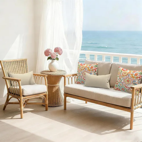 Miniatura 774 de Juego de 2 almohadas para exteriores de 16 x 16 pulgadas, repelentes al agua con interiores, para muebles de patio, hogar, jardín, geometría bohemia