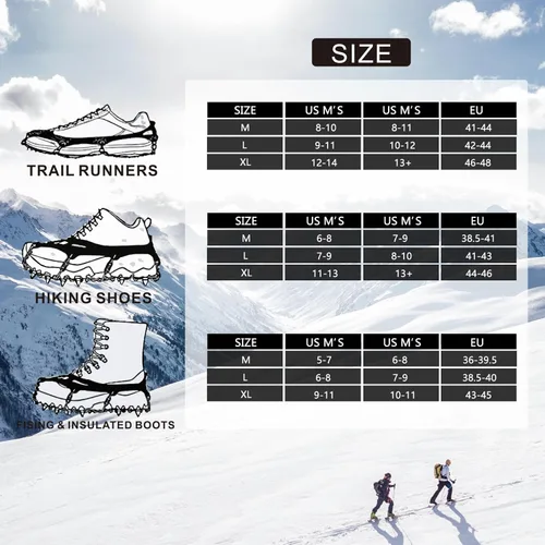 Miniatura 7 de Crampons 19 Spikes with Stainless Steel Chain Ice Snow Grips Traction Cleats System Safe Protect for Walking, Jogging, Climbing, Hiking on Snow and