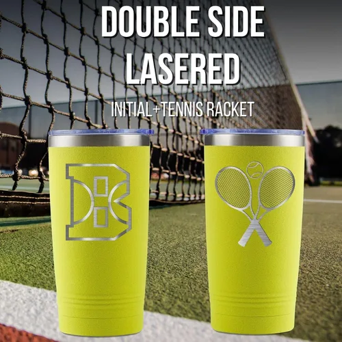 Miniatura 4 de Onebttl Regalos personalizados de tenis para mujeres, amantes del tenis, hombres, vaso de acero inoxidable de 20 onzas para Navidad, cumpleaños