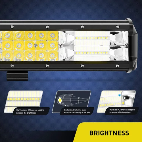 Miniatura 4 de Nilight - 18003C-A barra de luz LED de 15 pulgadas, 216 W, triple fila, haz combinado de luz difusa y concentrada, 21600 lúmenes, súper brillante