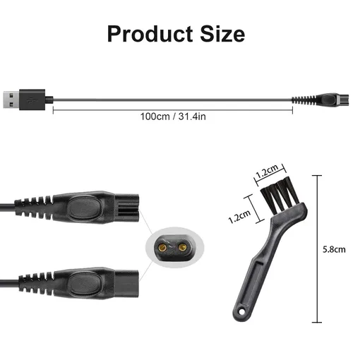 Miniatura 6 de LinMei Cable de carga USB apto para Philips Norelco QP2533 QP2520 QP2630 QP6510 QP6520 One Blade Trimmer HQ8505 HQ850 HQ840 Barbera Shaver 5V Cable