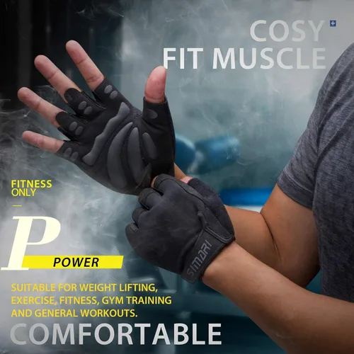 Miniatura 2 de SIMARI Guantes de entrenamiento transpirables para hombres y mujeres, guantes acolchados para levantamiento de pesas con gran agarre, protección