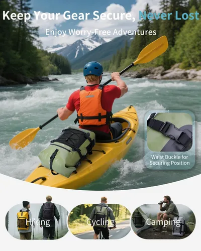 Miniatura 7 de ECOHUB Mochila impermeable para mujeres y hombres, bolsa seca resistente de 30L con cierre enrollable para viajes con funda impermeable IPX8