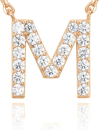 Miniatura 115 de PAVOI 14K White Gold Plated Cubic Zirconia Initial Necklace Letter Dainty Necklaces for Women