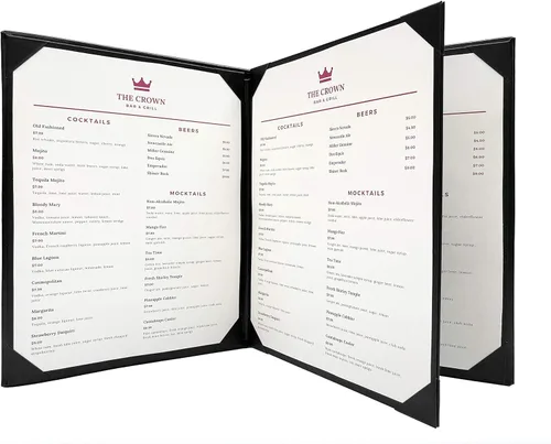 Miniatura 23 de Goodsmart Columbia Casebound - Fundas para menú de restaurante, paquete de 5, color negro, de piel sintética de alta calidad, 8.5 x 11 pulgadas, 1