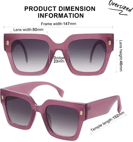 Miniatura 59 de SOJOS Gafas de sol cuadradas vintage de gran tamaño para mujer, estilo retro, de lujo, grandes, UV400 SJ2194