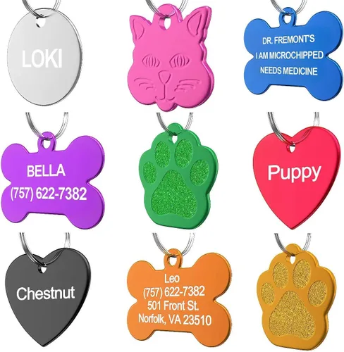 Dr. Fremont's - Etiqueta de ID de mascota personalizada para perro y gato | Muchas formas y colores para elegir | Fabricado en EE. UU. | Aluminio