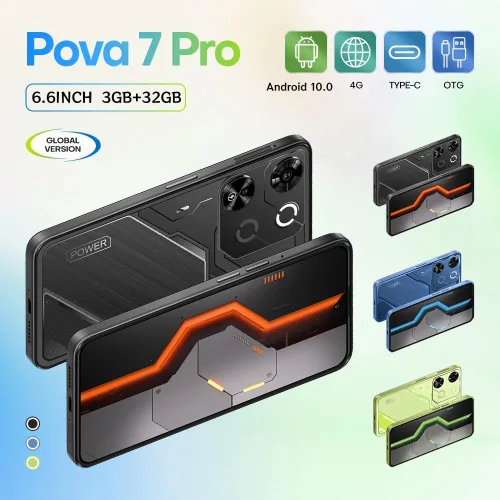 Miniatura 7 de Pova7Pro 4G Smartphone con pantalla HD+ de 6.6 pulgadas, 3 GB de RAM+32 GB ROM, 4G Dual SIM, Android 10.0, WiFi, Bluetooth, FM, GPS, teléfono móvil