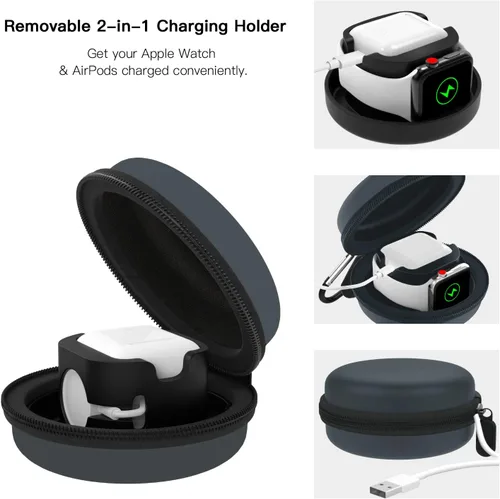 Miniatura 22 de MoKo Caja de almacenamiento compatible con Apple Watch Series 11/10/9/8/7/6/5/4/3/2/1/SE3/SE2/SE, funda protectora portátil de viaje para AirPods