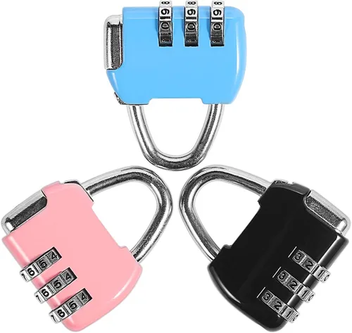 Miniatura 9 de Candado de combinación de 3 dígitos de aleación de zinc, candado pequeño de combinación segura para maletas, maletas, maletines, bolsas