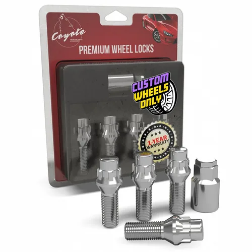 Miniatura 15 de Wheel Accessories Parts 4 cerraduras + llave M12 x 1.25 12 x 1.25 rosca Bellota para asiento con cerradura de perno de asiento con acabado negro