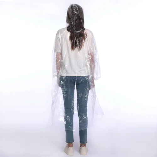 Miniatura 6 de Ponchos de lluvia desechables para adultos, paquete familiar de ponchos de lluvia de emergencia para mujeres y hombres con capucha con cordón