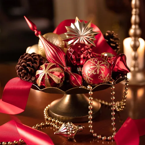 Miniatura 4 de Valery Madelyn Adornos para árboles de Navidad, 100 unidades, color rojo y dorado, irrompibles, adornos de bola colgante de lujo a granel
