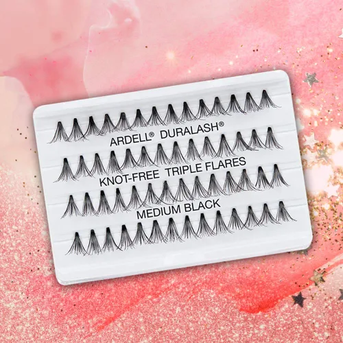 Miniatura 4 de Ardell Pestañas postizas triples individuales, sin nudos, negro medio, racimos de pestañas de aspecto natural, paquete de 4