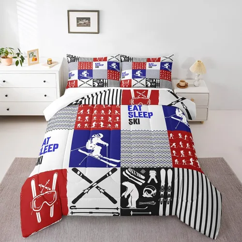 Miniatura 10 de Eat Sleep - Juego de edredón de natación para niños y niñas, ropa de cama temática de natación, juego de cama de natación, juego de deportes Nadar 03