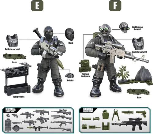 Miniatura 6 de MEIEST SWAT - Juego de 8 figuras de acción de policía urbana con múltiples accesorios de armas militares, juego de recuerdos de fiesta