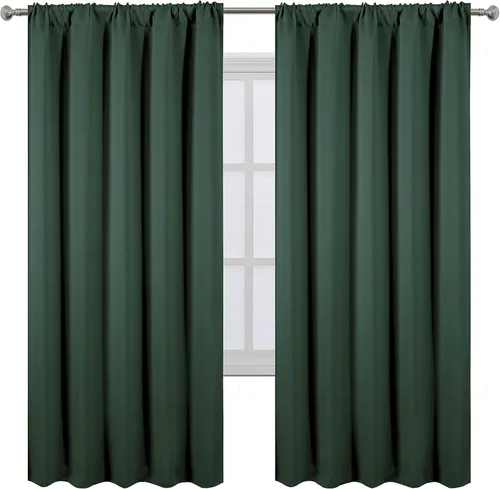 Miniatura 85 de LEMOMO Cortinas opacas negras para cocina, 42 x 45 pulgadas, juego de 2 paneles de cortinas opacas con bolsillo para cortinero para ventana pequeña