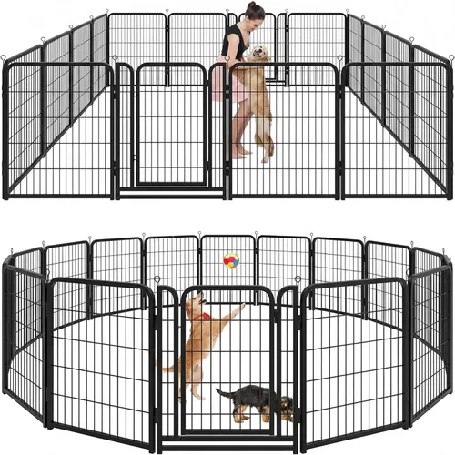 Miniatura 24 de Kfvigoho Corralito para perros para exteriores, extra ancho, 12 paneles de alta resistencia con revestimiento antioxidante, valla para perro