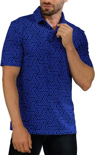 Miniatura 2 de Camisas de golf para hombre - Polo de manga corta con estampado de rendimiento que absorbe la humedad