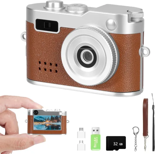 Miniatura 14 de Mini cámara con llavero, FHD 1080p 8MP Mini cámara digital con tarjeta SD de 32 GB, pantalla HD de 0.96 pulgadas, duración de la batería de 100 Negro