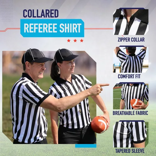 Miniatura 4 de Murray Sporting Goods - Camisa de árbitro para hombre, con cuello y manga corta, disfraz de fútbol para Halloween