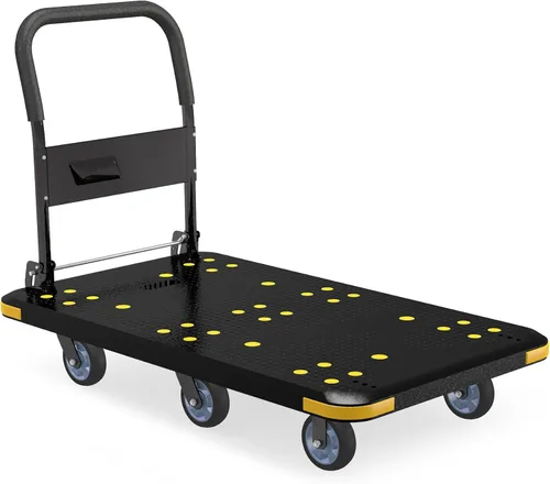 Miniatura 9 de Carro de plataforma para camión, carrito plegable de plataforma grande con alfombrilla de goma y ruedas de 6 pulgadas, capacidad de 2200 libras