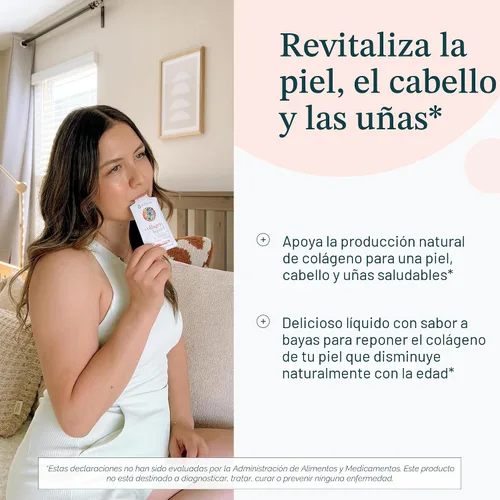 Miniatura 3 de Youtheory Colágeno Líquido para Cabello, Piel y Uñas con Péptidos de Colágeno y Aminoácidos, Suplemento Bebible Libre de Gluten, Sabor a Bayas, 12