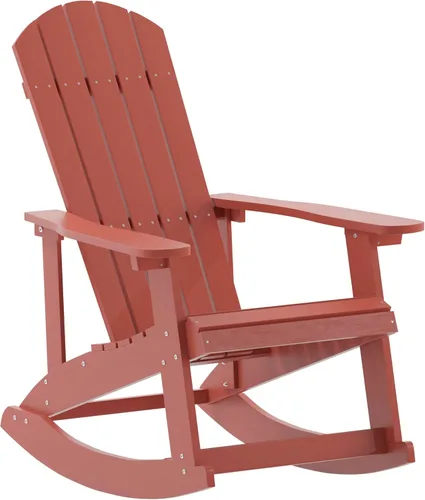 Miniatura 23 de Flash Furniture Savannah - Mecedora Adirondack de madera de poliresina, poliestireno gris para todo tipo de clima, herrajes de acero inoxidable