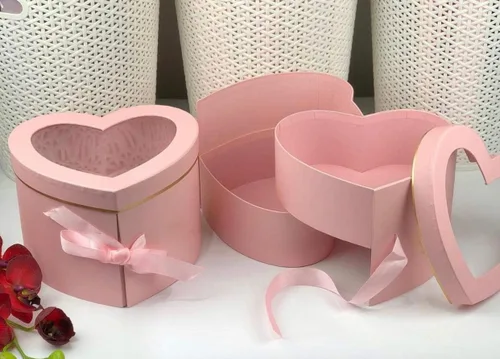 UNIKPACKAGING Caja de Flores en Forma de Corazón de Calidad Premium, Cajas de Regalo para Arreglos Florales y Regalos de Lujo, con Tapas, Tamaño Rosa