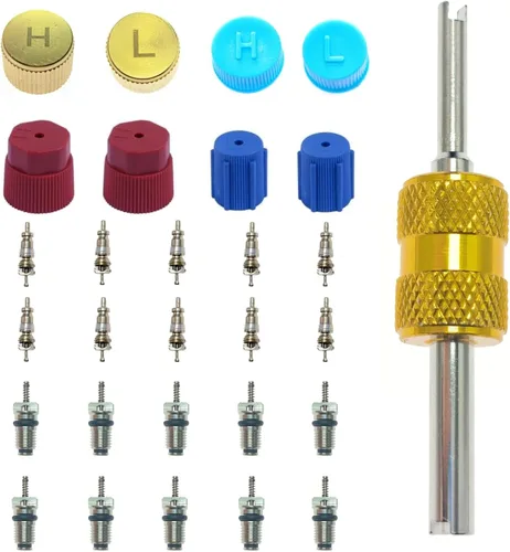 Kit de núcleo de válvula de aire acondicionado, juego de tapas y núcleos de válvula, núcleo de válvulas de CA para automóvil y HVAC con tapas de