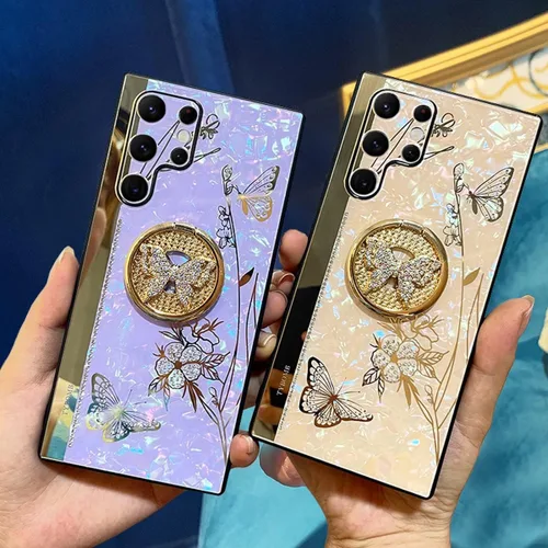 Miniatura 7 de Changjia Funda con función atril para Samsung Galaxy A15 5G, bonita funda con purpurina 3D con diamantes de imitación de mariposa con diamantes