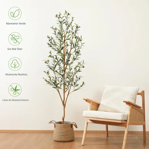 Miniatura 2 de Kazeila - Árbol de olivo artificial de 6 pies de alto de seda falsa para decoración del hogar, oficina, interior, planta falsa en maceta con ramas