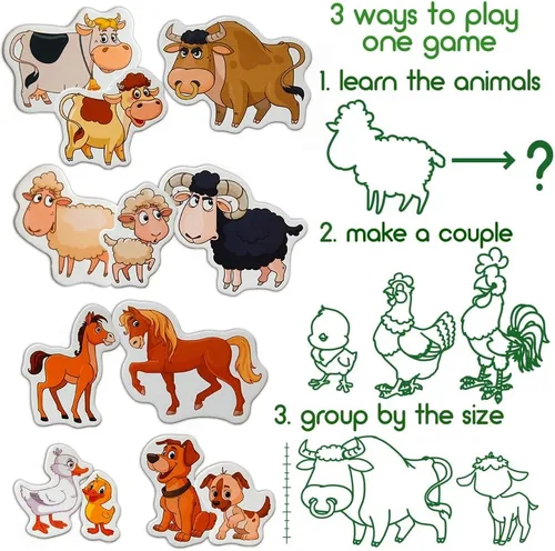 Miniatura 7 de Imanes de nevera para niños pequeños – magdum – 21 imanes familiares de granja para nevera – Lindos animales magnéticos para niños – Imán seguro