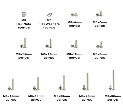 Miniatura 2 de Juego de 420 tornillos de cabeza plana M3 Phillips, tuercas planas, arandelas planas, acero inoxidable 304, longitud de los tornillos: 0.157 in a