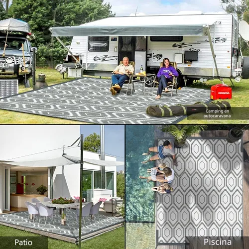 Miniatura 5 de fifame Alfombras de camping al aire libre, 9 x 18 pies, para exteriores, patio, alfombra de paja de plástico reversible, resistente a la intemperie