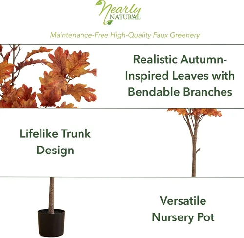 Miniatura 2 de Nearly Natural Árbol de otoño artificial de roble otoñal de 5 pies