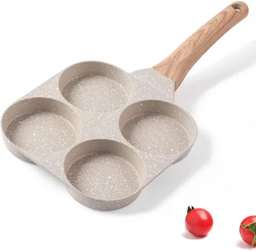 Sartén para huevos fritos de cuatro compartimentos, sartén antiadherente de piedra médica para el desayuno, sartenes divididas para tortilla de