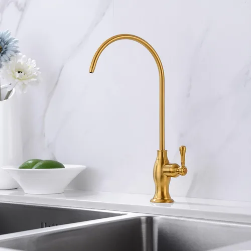 Miniatura 3 de Delle Rosa Grifo de agua potable de oro cepillado, grifo de filtración de agua comercial para sistema de filtro de agua debajo del fregadero, grifos