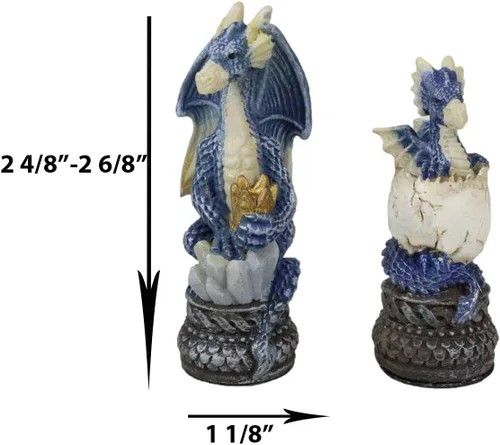 Miniatura 3 de Ebros Gift Coloridos lados rojos y azules pintados a mano de fantasía medievales de fantasía de mazmorras y dragones, piezas de ajedrez de resina