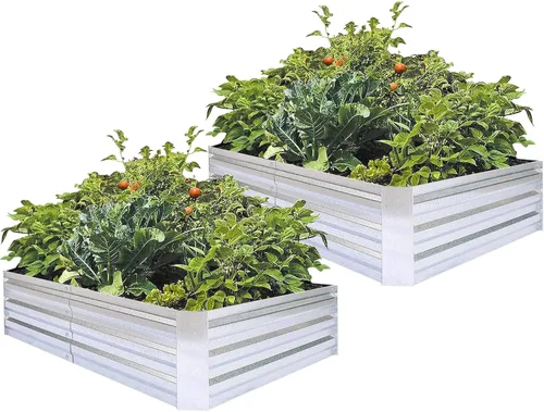 Camas de jardín elevadas galvanizadas para verduras, caja de plantación grande de metal, kit de jardinería de acero para flores y hierbas (6 x 3 x 1