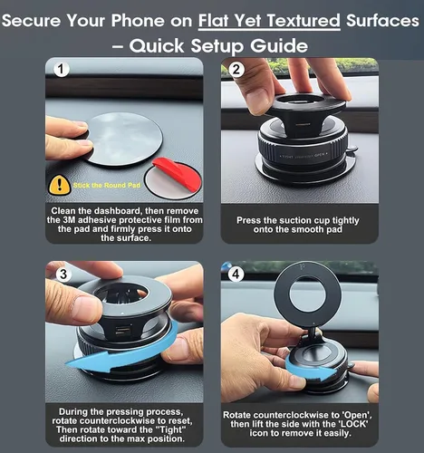 Miniatura 3 de Ultra succión de 96 libras: soporte magnético al vacío para teléfono para MagSafe, soporte de teléfono reforzado de 360° mejorado de 360°