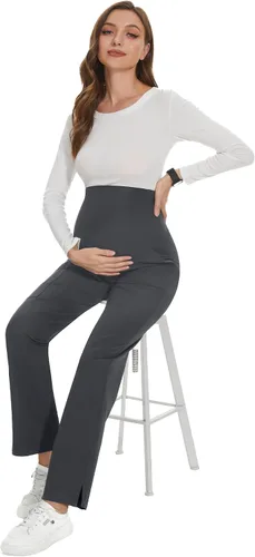 Miniatura 5 de POSHGLAM Pantalones médicos de maternidad para mujer, pantalones de trabajo, estilo casual, pantalones de embarazo, S-XXL