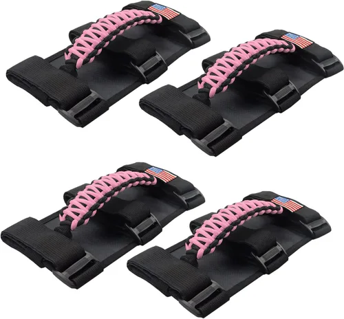 Miniatura 8 de Asas de agarre de barra enrollable con bandera de EE. UU., mango de agarre de paracaídas para Jeep Wrangler JK JKU JL JLU TJ CJ YJ y Gladiator JT